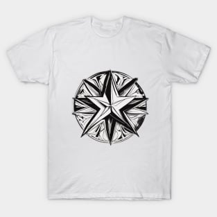 Monochrome Geometric Star Design No. 505 T-Shirt